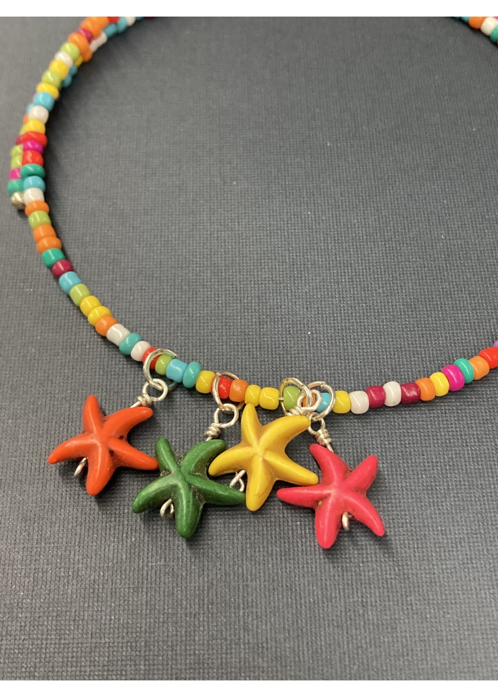 Our Twisted Dahlia Ch003 Multi Color Beads with Starfish Charm Choker