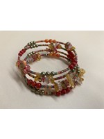Our Twisted Dahlia MWB005 Glass Beads in Warm Earth Tone Memory Wire Bracelet