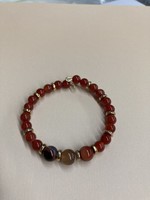 Our Twisted Dahlia MWB002 Red Carnelian Beads with Gold Metal Bead Bracelet