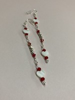 Our Twisted Dahlia E037 Red and White Crystal Heart Earrings