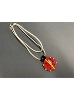 Our Twisted Dahlia N217 Hand Made Glass Ladybug Pendant with a Suede Necklace