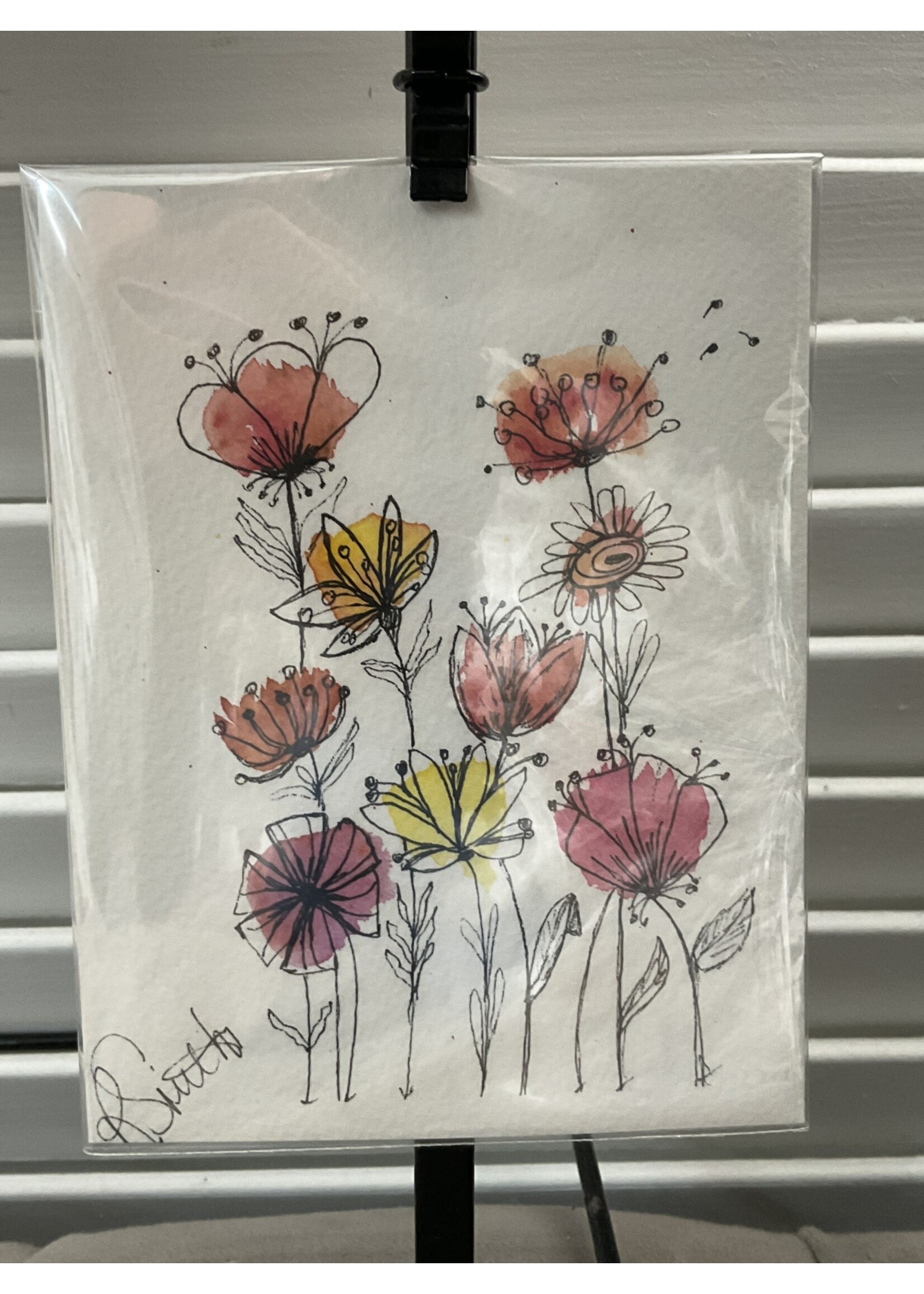#27 3.75x5 ink wildflowers