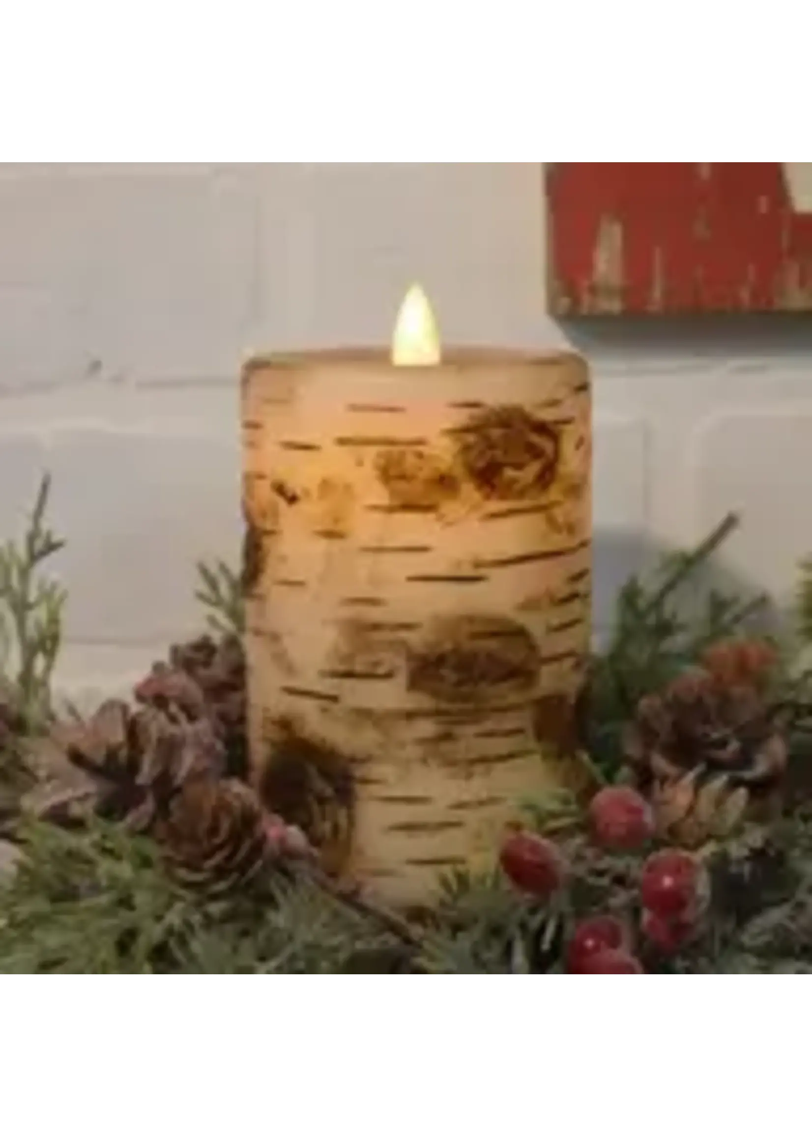 Wholesale Home Decor Birch Pillar Candle Moving Flame 3 x 6in