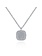 14K White Gold Pave Diamond Cushion Shape Pendant Necklace