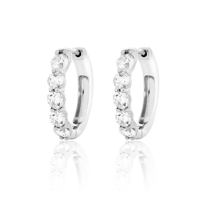 14KT White Gold 1.88ctw Small Diamond Hoops