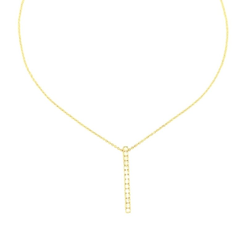 14K Yellow Gold Vertical Diamond Bar Necklace