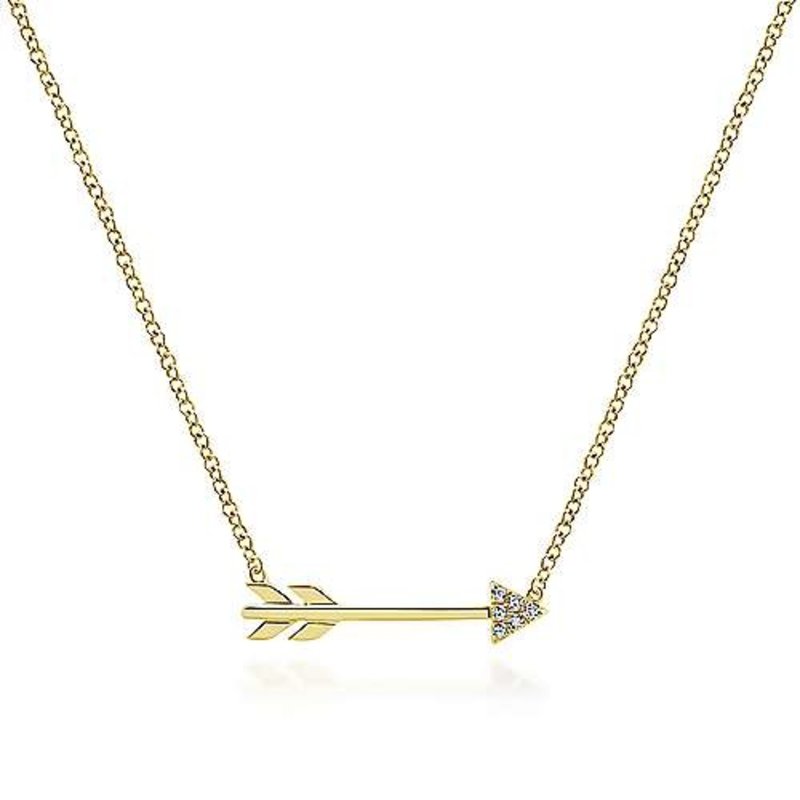 Gabriel & Co. 14K Yellow Gold Diamond Arrow Necklace