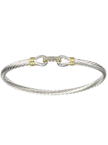 Two Tone Diamond Link Cable Bracelet