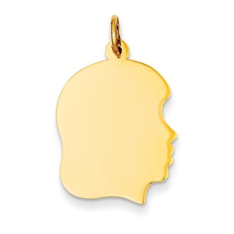 14K Yellow Gold Medium Girl's Head Charm