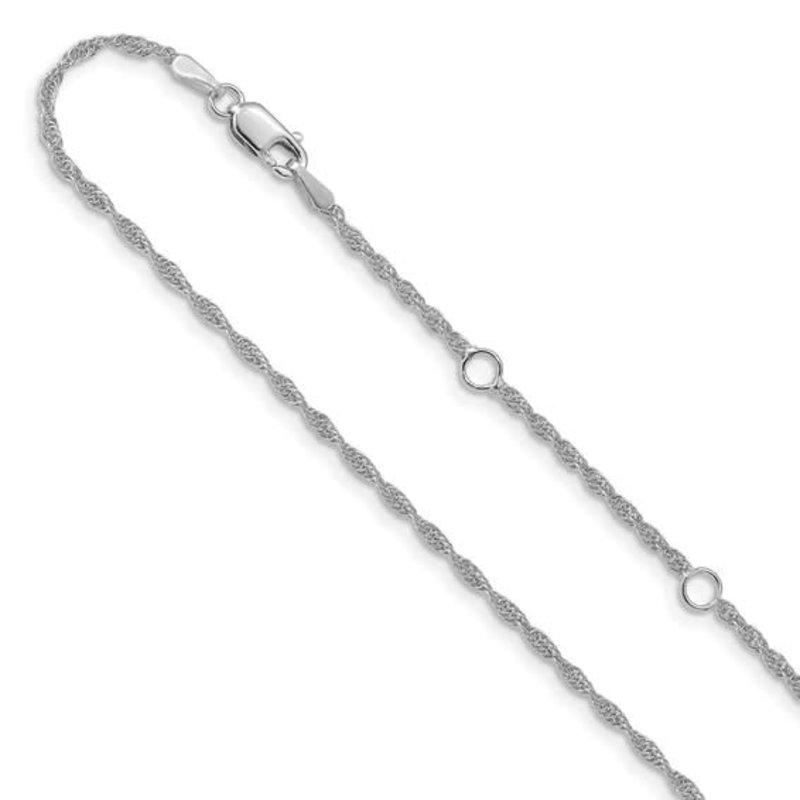 10K White Gold 16" Loose Rope Chain