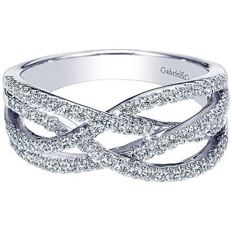 14K White Gold Intersecting Diamond Ring