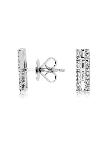 14K Gold Diamond Bar Stud Earrings