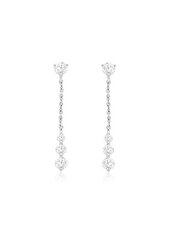14K White Gold Graduated Diamond Drop Earrings