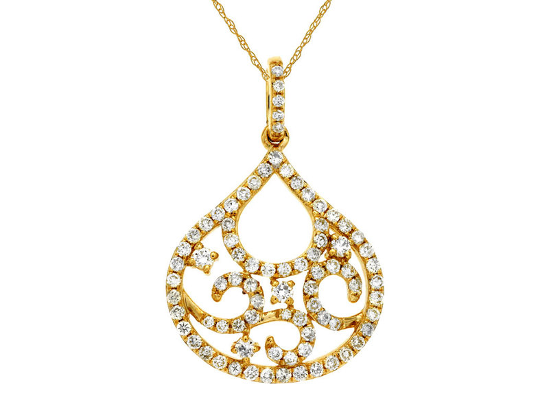 14K Yellow Gold Diamond Teardrop Necklace