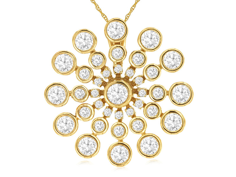 14K Yellow Gold Diamond Starburst Necklace