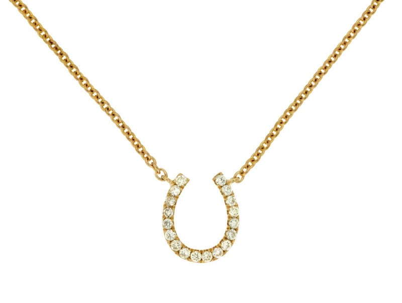 14K Yellow Gold Diamond Horseshoe Necklace