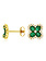 14K Yellow Gold Emerald and Diamond Flower Inspired Stud Earrings