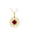 14K Yellow Gold Ruby and Pave Diamond Starburst Necklace