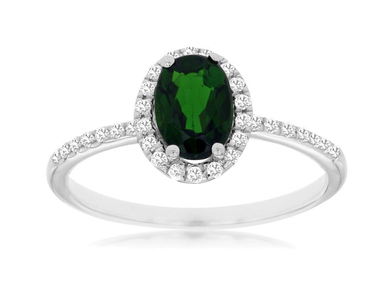 White Gold Chrome Diopside Ring