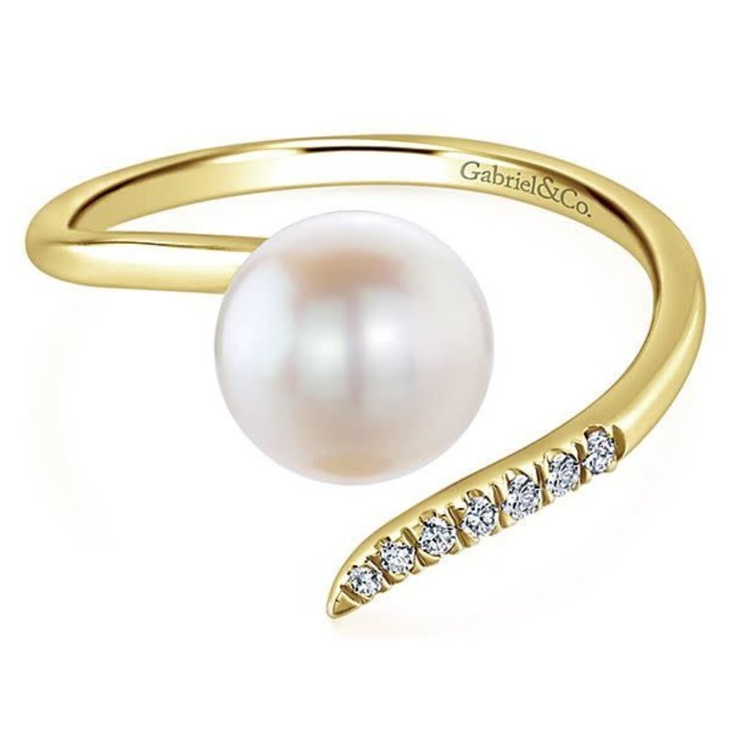 Pearl & Pave Diamond Bypass Ring