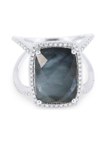 White Gold Moonstone and Diamond Ring