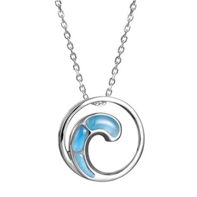 Sterling Larimar Wave Necklace - Polly 