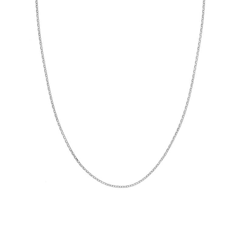 14K White Gold 18" Crystal Diamond Cut Cable Chain