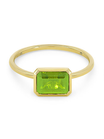 14K Yellow Gold Emerald Cut Peridot Ring