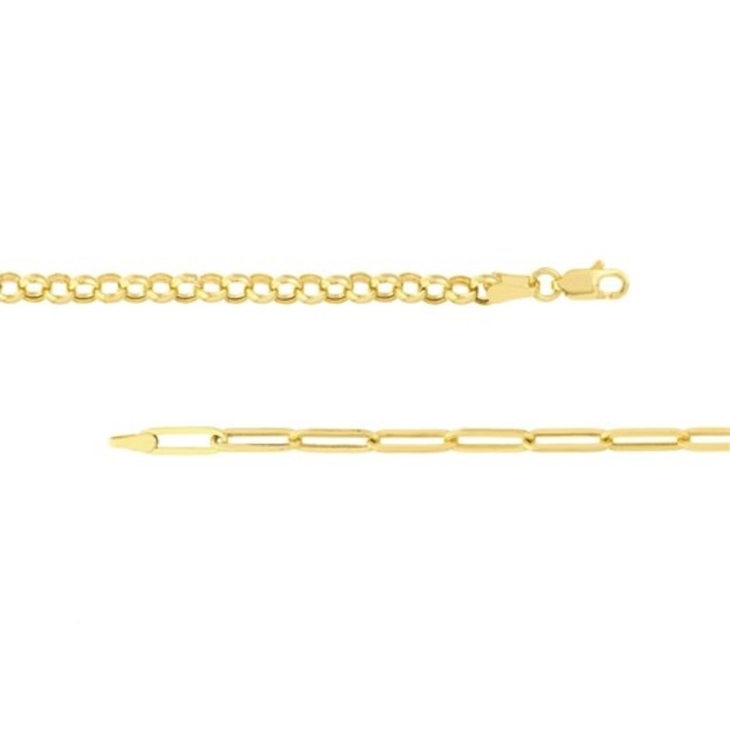 14K Yellow Gold Paperclip and Rolo Chain Bracelet