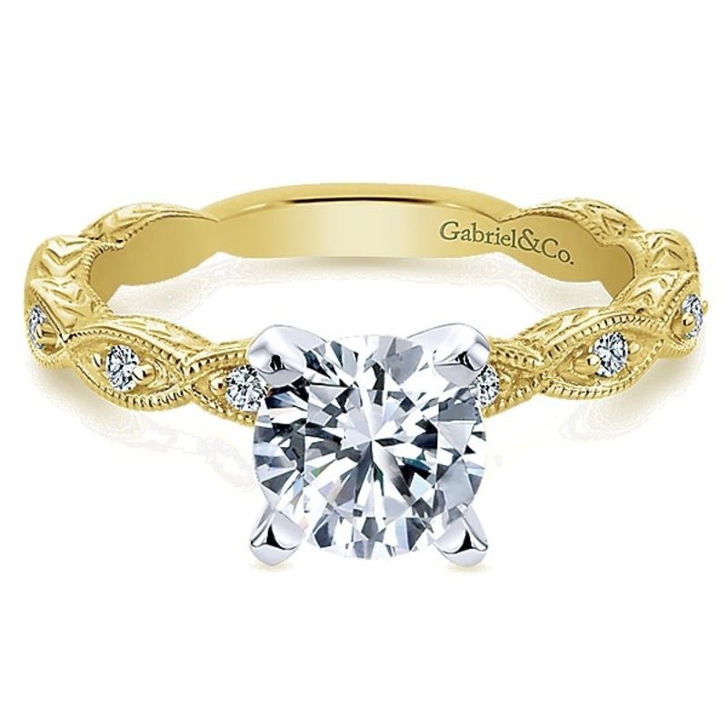 Gabriel & Co. 14K Yellow Gold Round Diamond Engagement Ring