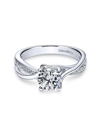 Gabriel & Co. 14K White Gold Round Bypass Diamond Engagement Ring
