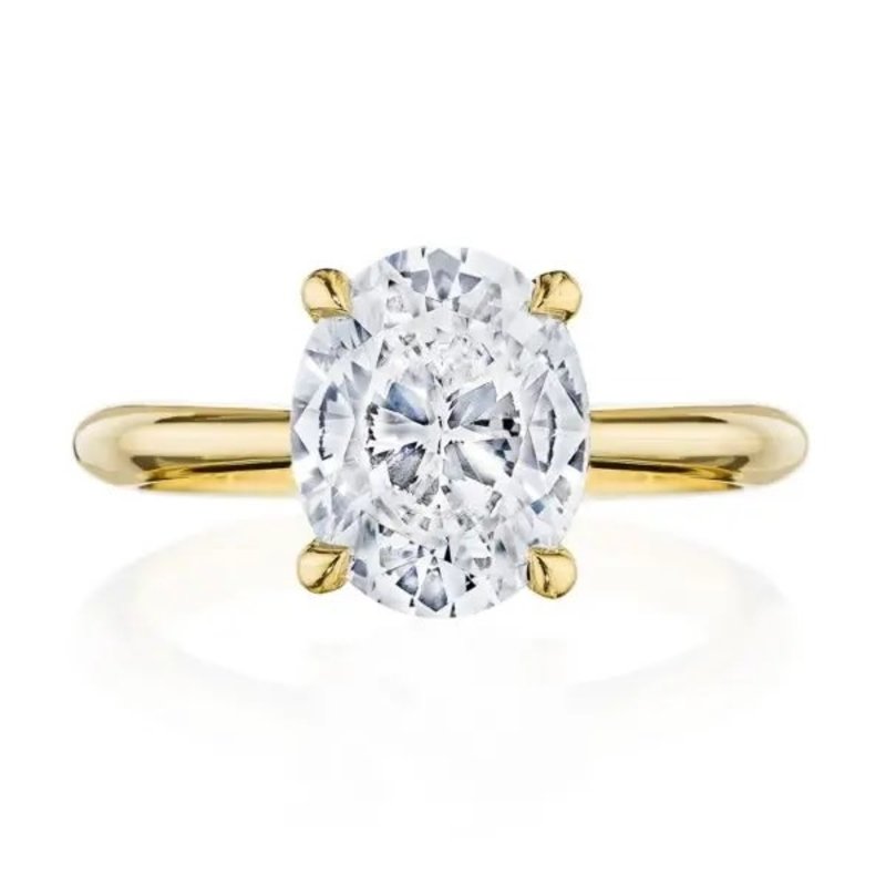 14K Yellow Gold 2t Oval Diamond Solitaire Engagement Ring