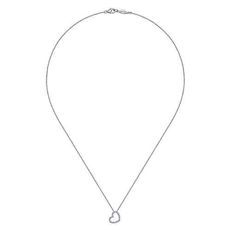 Gabriel & Co. 14K White Gold Pave Diamond Open Heart Necklace