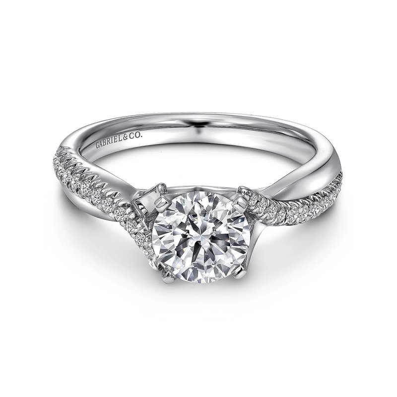 Gabriel & Co. 14K White Gold Round Twisted Diamond Engagement Ring