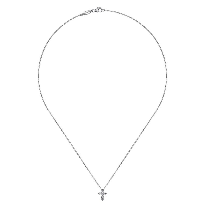 Gabriel & Co. 14K White Gold Diamond Cross Pendant Necklace
