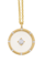 14K Yellow Gold Round Crystal Diamond Medallion Necklace