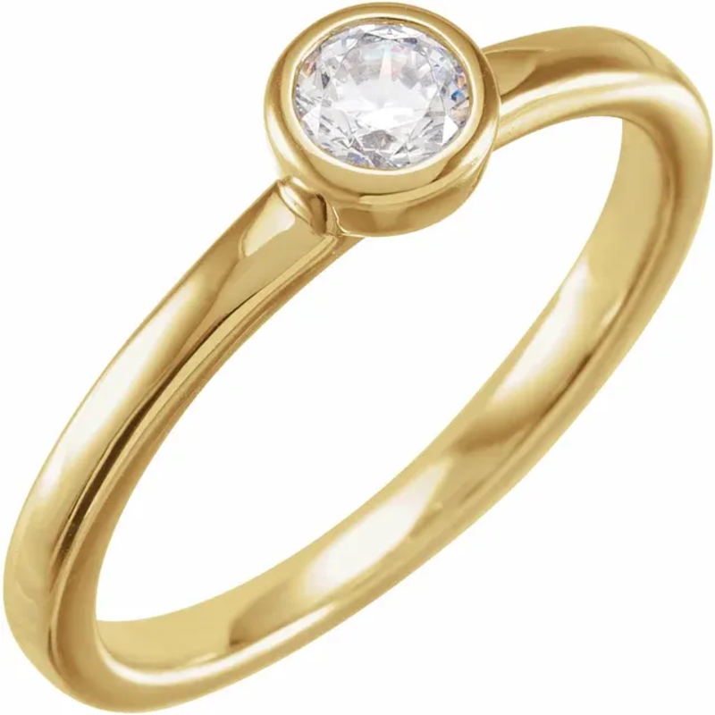 14K Yellow Gold Bezel Set Diamond Ring