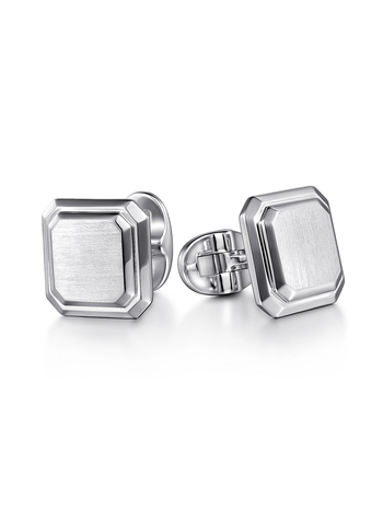 Sterling Silver Square Brushed Finish Cufflinks