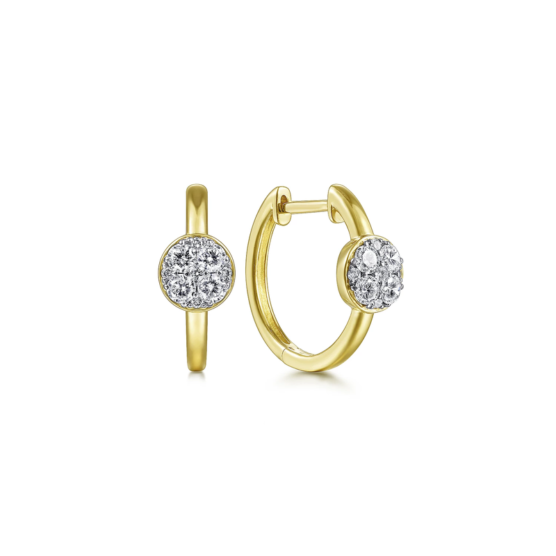 14K Yellow Gold 15MM Diamond Earrings