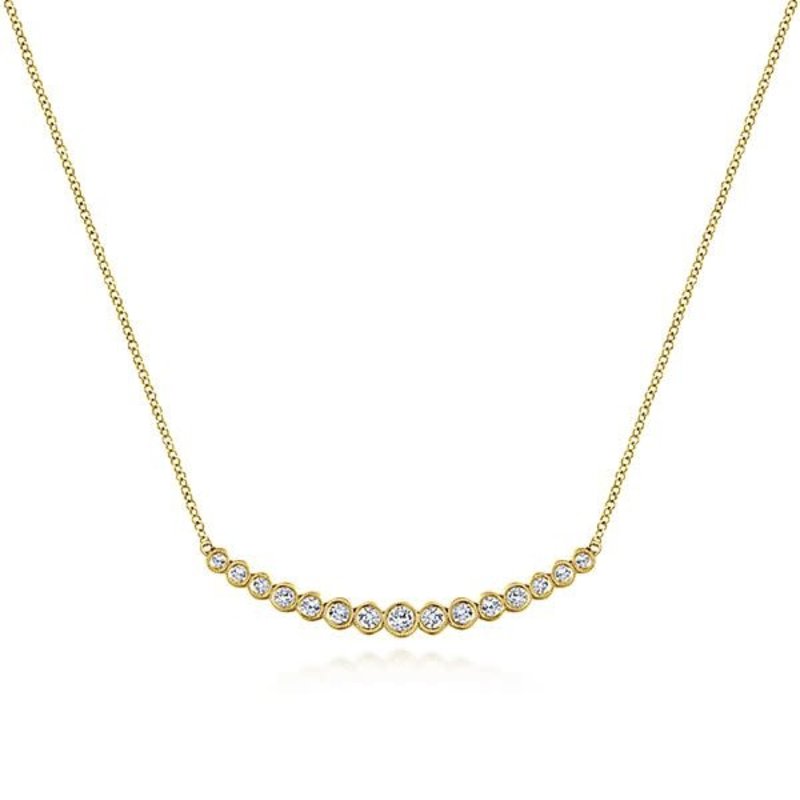 14K Yellow Gold Graduated Diamond Bar Necklace