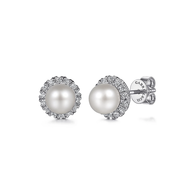 14K White Gold Pearl stud Earrings