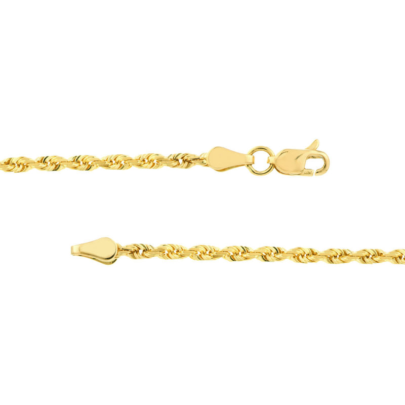 2.3mm Diamond Cut Rope Chain with Lobster Lock