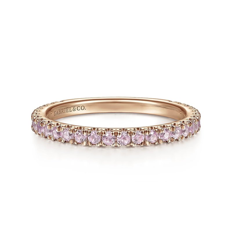 Gabriel & Co. 14K Rose Gold Pink Created Zircon Stackable Ring