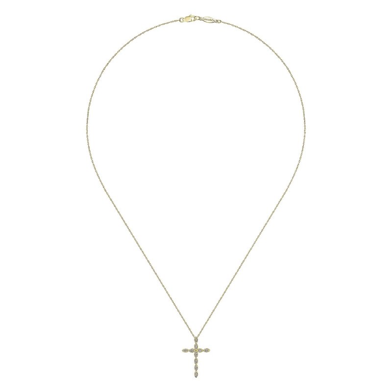 Gabriel & Co. 14K Yellow Gold Segmented Diamond Cross Necklace