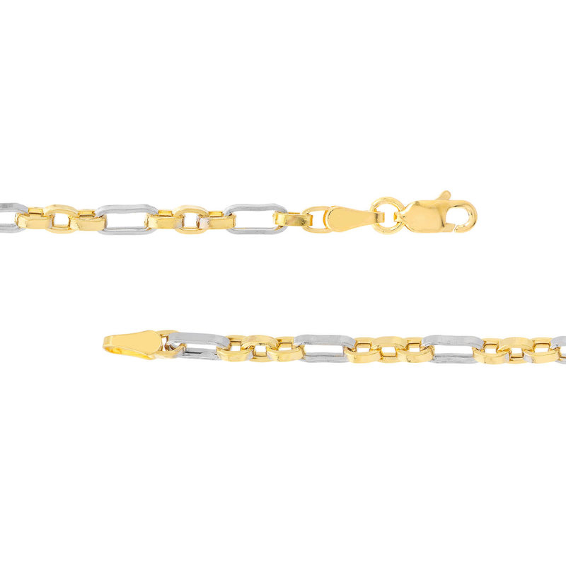 Two-Tone Figaro Square Rolo Chain Bracelet