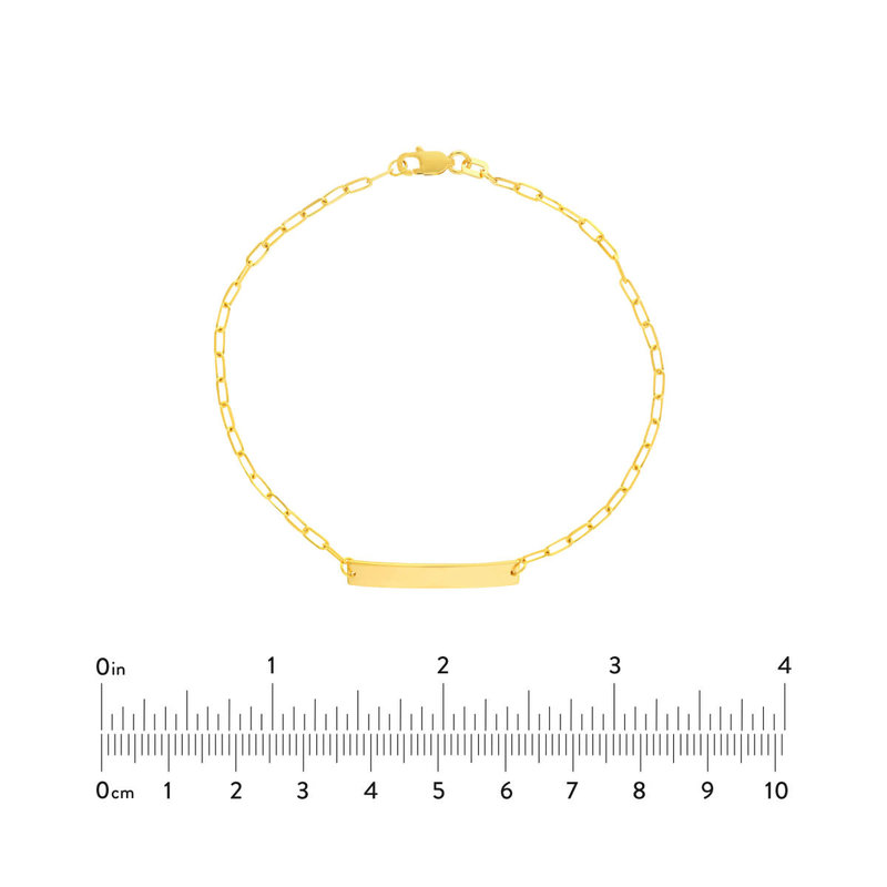 14K Yellow Gold Paperclip ID Bar Bracelet
