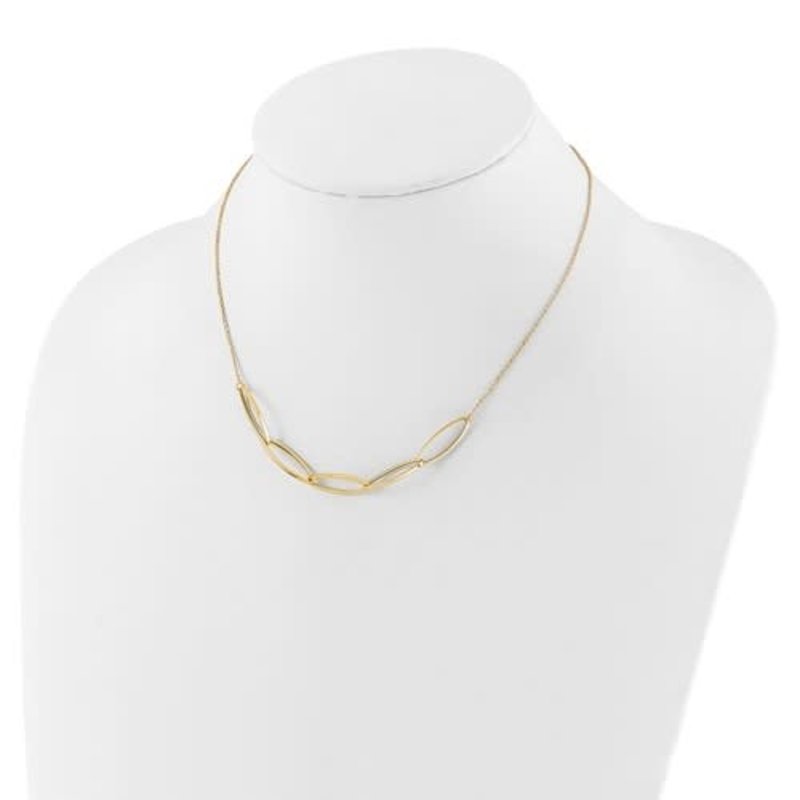 14K Polished Fancy Link 16.5in with 1in. Ext Necklace