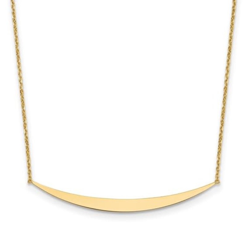 14K Polished Curved Bar with 2in. ext. Necklace