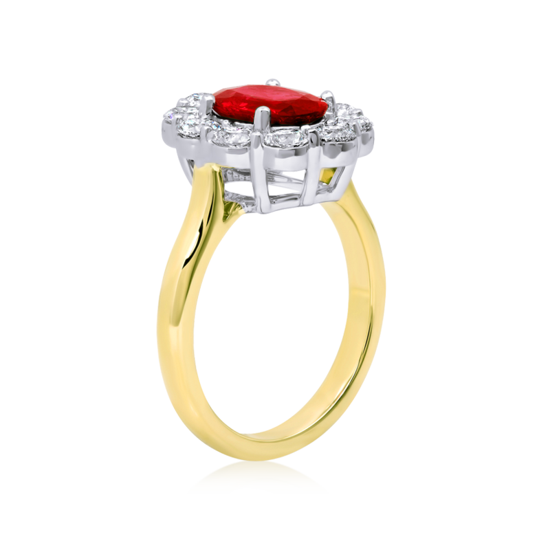 14K Two Tone Ruby and Diamond Ring