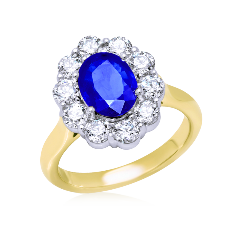 14K Two Tone Sapphire and Diamond Ring